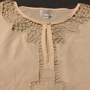 Cream short sleeve blouse